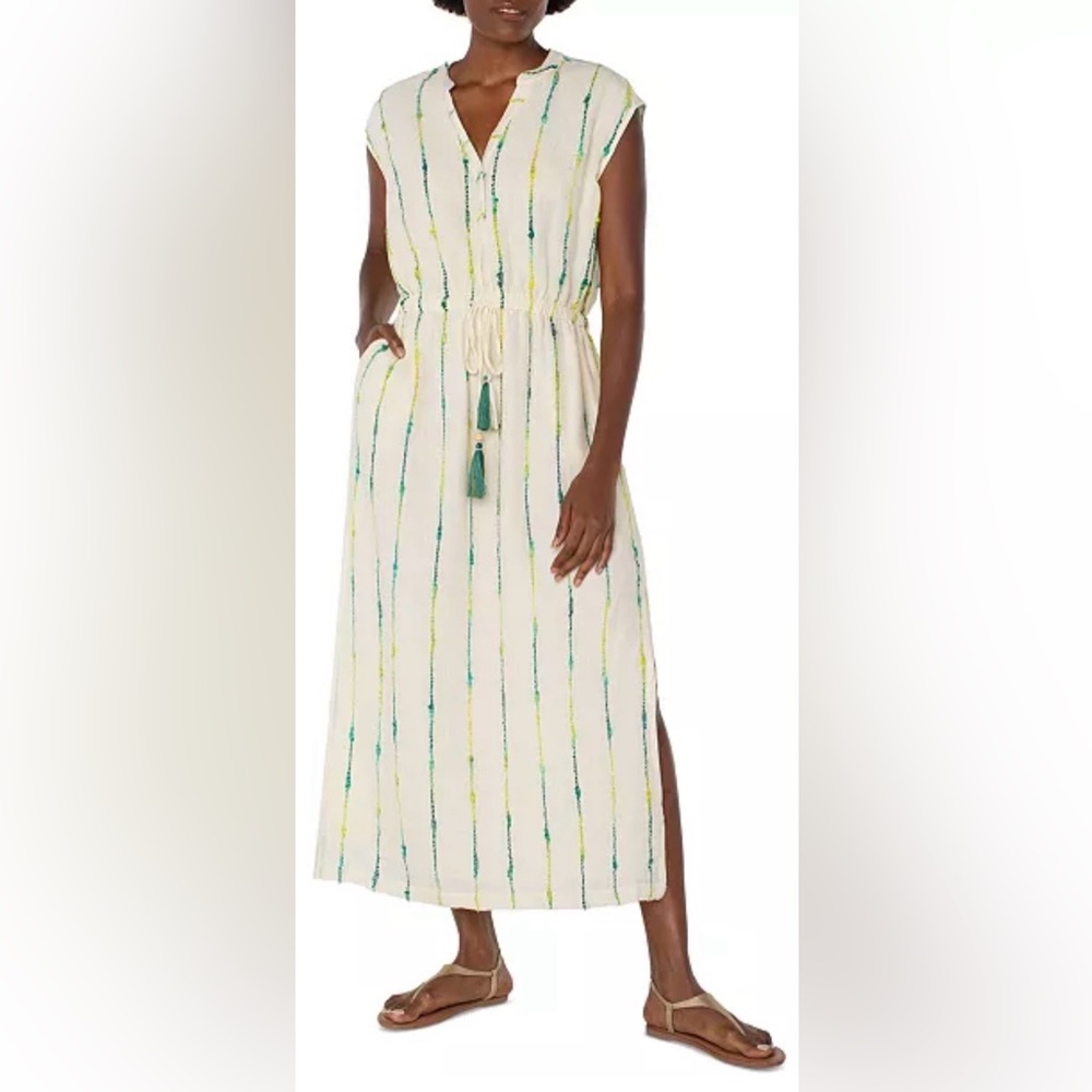 Liverpool Los Angeles Women's Small Dolman Sleeve Midi Dress with Smocked Waist